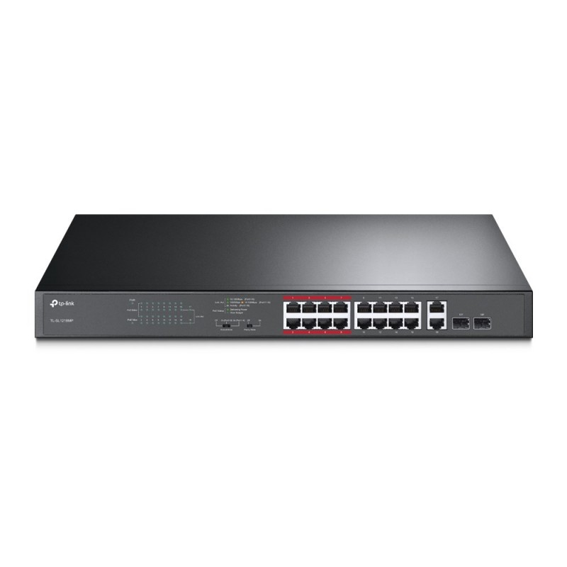 Switch Poe Tp-Link Tl-Sl1218Mp (16X 10/100Mbps, 2X 10/100/1000Mbps) , Przełącznik Niezarządzalny Poe, 16 Portów 10/100 Mb/s, 2 P