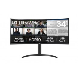 Lg 34" 34Wr55Qk-B Zakrzywiony Ultrawide Qhd Hdmi Dp Usb-C