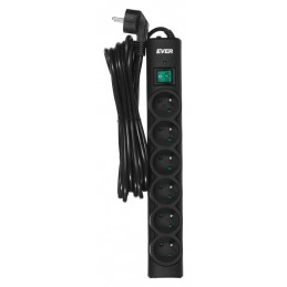 Listwa Przeciwprzepięciowa Ever Optima 5,0M (6 X Ute  10 A  Kolor Czarny) (T/lz08-Opt050/0000)