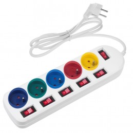 Maclean Listwa Zasilająca 5 Gniazd Biała Z Włącznikami Mce204M/w