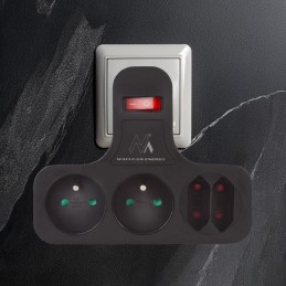 Maclean Gniazdko Prądowe, Poczwórne Z Wyłącznikiem, Nóżką Stabilizującą, Typu E, 2X2,5A, 2X16A Mce224 E/b