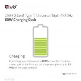 Club3D 4K Chargingdock Usb-C - 6Xusb3/2Xdp/hdmi/lan/audio Sprzedaż Detaliczna