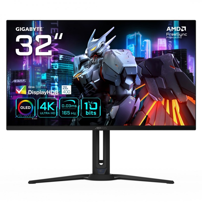 Gigabyte Aorus Fo32U Ek Monitor Komputerowy 80 Cm (31.5") 3840 X 2160 Px 4K Ultra Hd Oled Czarny