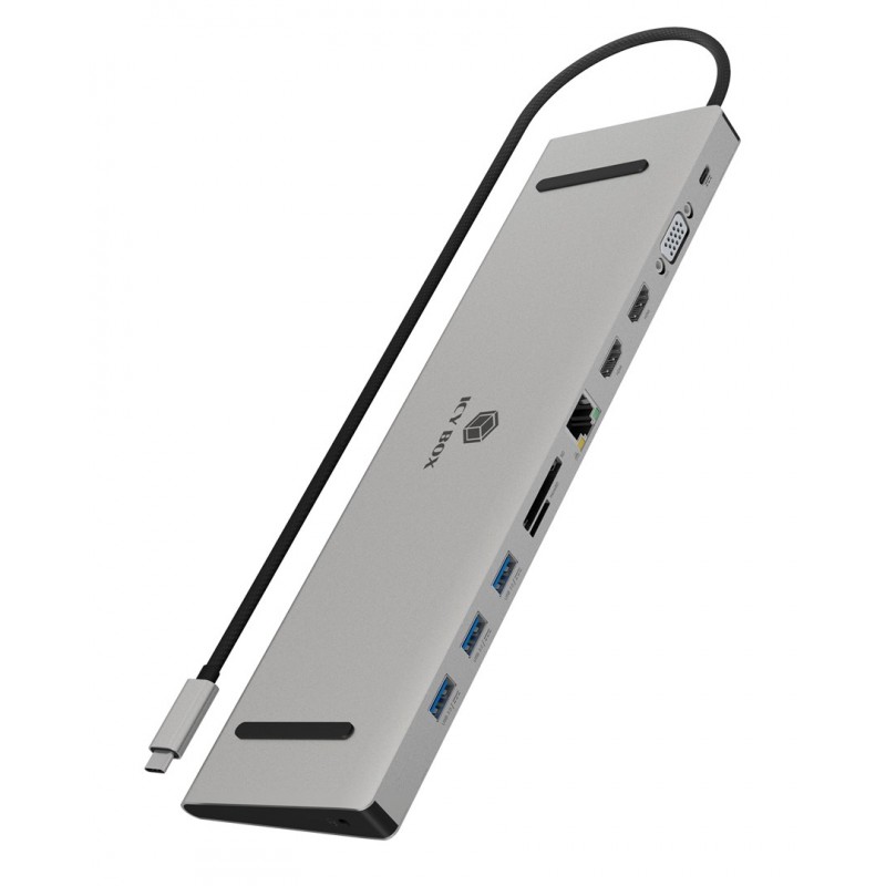 Stacja Dokująca Icybox Usb-C -  Hdmi/vga/usb-A/usb-C/3,5Mm