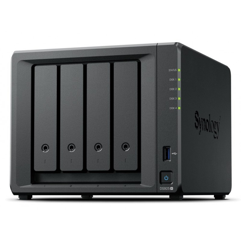 Nas Synology Ds925+  Tower  4X (3.5" Sata Hdd)  Amd Ryzer V1500B  4 Gb Ddr4 Ecc Sodimm (Max. 32Gb)