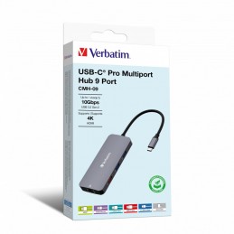 Verbatim Usb-C Pro Multiport Hub 9 Port Cmh-9 32152