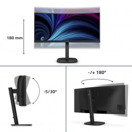 Monitor Philips 86,4Cm (34,0") 34B2U3600C 21:09 Hdmi+Dp+Usb-C