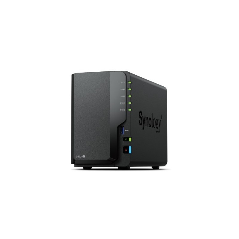 Nas Synology Ds225+  Tower  2X (3.5" Sata Hdd/ssd), Intel Celeron J4125  2Gb Ddr4 (Max. 6Gb), 2X 1Gbe Rj-45