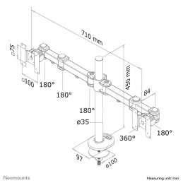 Neomounts Fpma-D960Dg Uchwyt / Stojak Do Monitorów 68,6 Cm (27") Biurko Czarny