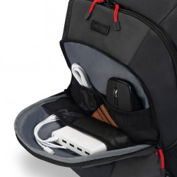 Dicota D32119-Rpet Plecak Plecak Turystyczny Czarny, Czerwony Poliester, Przetworzony Politereftalan Etylenu (Rpet)