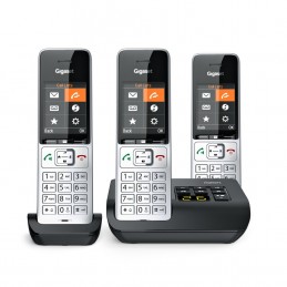 Telefon Bezprzewodowy Gigaset 500A Comfort Trio - Automatyczna Sekretarka - Eco Dect\gap\cat-Iq - Srebrny + 2 Dodatkowe Słuchawk