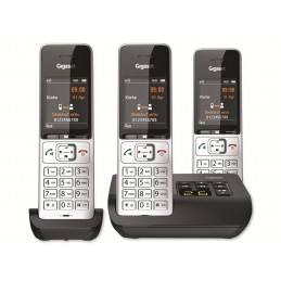 Telefon Bezprzewodowy Gigaset 500A Comfort Trio - Automatyczna Sekretarka - Eco Dect\gap\cat-Iq - Srebrny + 2 Dodatkowe Słuchawk