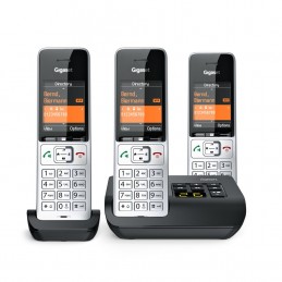 Telefon Bezprzewodowy Gigaset 500A Comfort Trio - Automatyczna Sekretarka - Eco Dect\gap\cat-Iq - Srebrny + 2 Dodatkowe Słuchawk