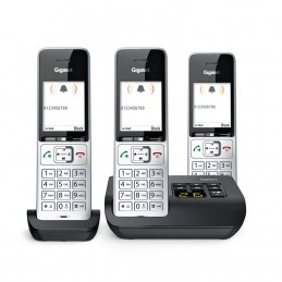 Telefon Bezprzewodowy Gigaset 500A Comfort Trio - Automatyczna Sekretarka - Eco Dect\gap\cat-Iq - Srebrny + 2 Dodatkowe Słuchawk