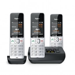 Telefon Bezprzewodowy Gigaset 500A Comfort Trio - Automatyczna Sekretarka - Eco Dect\gap\cat-Iq - Srebrny + 2 Dodatkowe Słuchawk