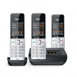 Telefon Bezprzewodowy Gigaset 500A Comfort Trio - Automatyczna Sekretarka - Eco Dect\gap\cat-Iq - Srebrny + 2 Dodatkowe Słuchawk