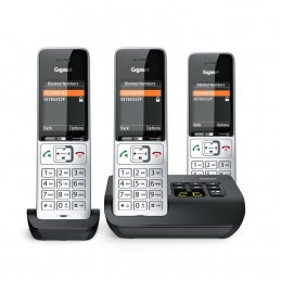 Telefon Bezprzewodowy Gigaset 500A Comfort Trio - Automatyczna Sekretarka - Eco Dect\gap\cat-Iq - Srebrny + 2 Dodatkowe Słuchawk