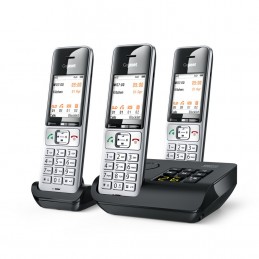 Telefon Bezprzewodowy Gigaset 500A Comfort Trio - Automatyczna Sekretarka - Eco Dect\gap\cat-Iq - Srebrny + 2 Dodatkowe Słuchawk