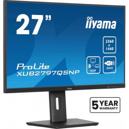 Iiyama Prolite Xub2797Qsnp-B1 Monitor Komputerowy 68,6 Cm (27") 2560 X 1440 Px Wide Quad Hd Led Czarny
