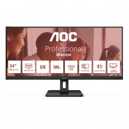 Aoc U34E2M Monitor Komputerowy 86,4 Cm (34") 3440 X 1440 Px Wide Quad Hd Czarny