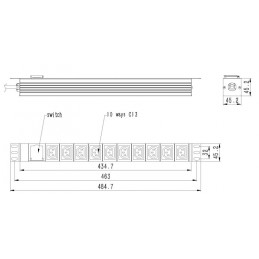 Gembird Listwa Zasilająca Rack (Pdu) 10 Gniazd C13, 1U, 16A, Wtyk C20, 2M
