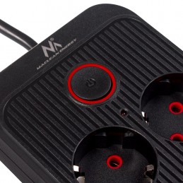 Maclean Listwa Zasilająca, Przedłużacz 6 Gniazd + 4Xusb, 110-240V Ac 50/60Hz, 2.1A Max 2500W, 1,5 M, Czarna Mce389 B