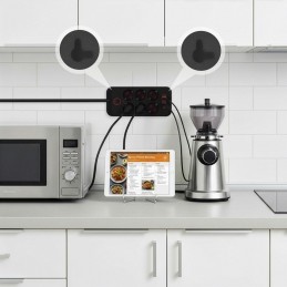 Maclean Listwa Zasilająca, Przedłużacz 6 Gniazd + 4Xusb, 110-240V Ac 50/60Hz, 2.1A Max 2500W, 1,5 M, Czarna Mce389 B