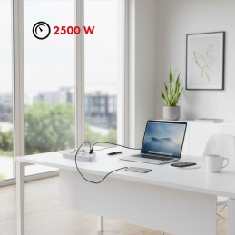 Maclean Listwa Zasilająca, Przedłużacz 6 Gniazd + 4Xusb, 110-240V Ac 50/60Hz, 2.1A Max 2500W, 1,5 M, Biała Mce389 W