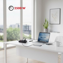 Maclean Listwa Zasilająca, Przedłużacz 4 Gniazda + 3Xusb, 110-240V Ac 50/60Hz, 2.1A Max 2500W, 1,5M, Czarna Mce392 B