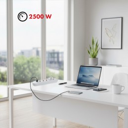 Maclean Listwa Zasilająca Przedłużacz5 Gniazd + 3Xusb, 110-240V Ac 50/60Hz, 2.1A Max 2500W, 1,5M, Biała Mce395 W