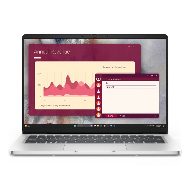 Dell Pro 14 Pc14250 Ultra 7 265U 14.0"fhd+ Ips 300Nits 16Gb Ddr5 5600 Ssd512 Intel Arc Graphics Bcklkb Cam Ir 1080P Wlan + Bt Bc