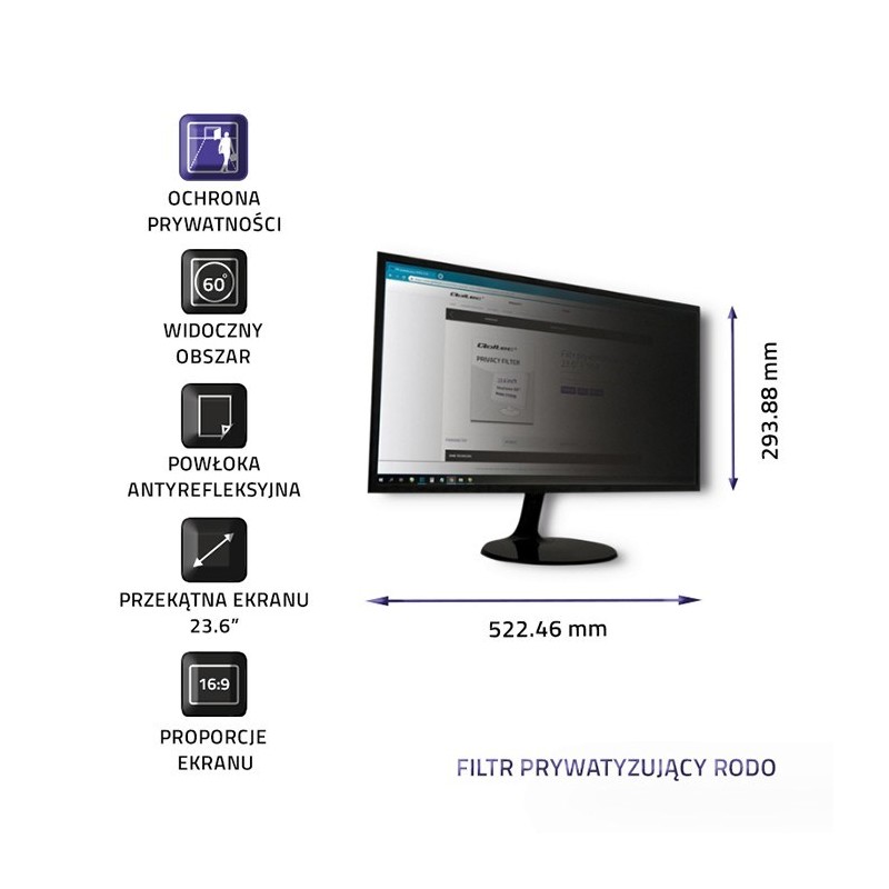 Filtr prywatyzujący Rodo Qoltec 51058