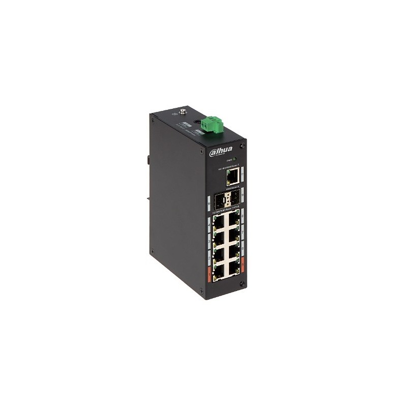 Dahua Swith 11-portowy przełącznik z 8 portami gigabit PoE 8x RJ45 1000M (zasilanie PoE) 2x SFP 1000M 1x RJ45 1000M PFS3211-8GT-