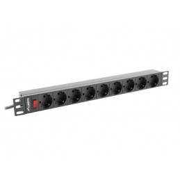LANBERG LISTWA ZASILAJĄCA RACK 19" PDU 1U, 16A, 9X SHUKO, 3M PDU-09F-0300-BK