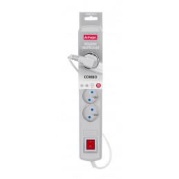 Listwa przeciwprzepięciowa Activejet 5gn/1,5m/cz (10A  2300W) 1,5m  kolor szary